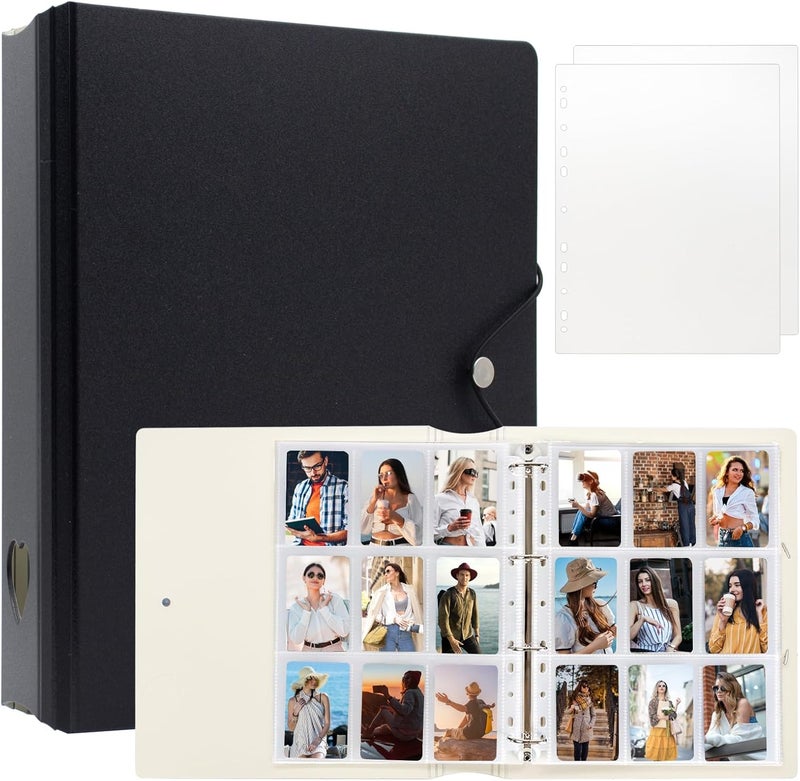 Tugle A4 Kpop Photocard Binder with 25 Pages 9 Pocket, 2x3 inch Kpop Photocard Holder Book, Photo Album for Fujifilm Instax Mini Camera Polaroid Printer Photo Film (Black) - Image 1